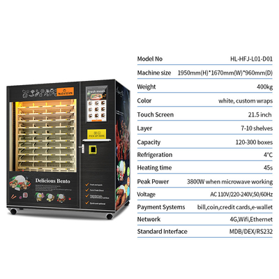 120 pudełek o dużej pojemności Automat do sprzedaży żywności z funkcją chłodzenia i grzania