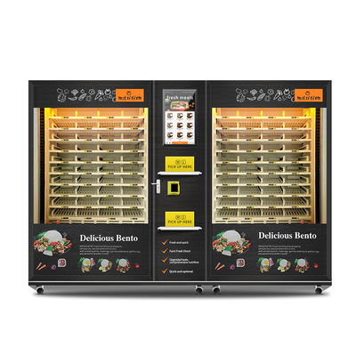 Automat do sprzedaży gorącej żywności o dużej pojemności z 2 szafkami z ogrzewaniem mikrofalowym i inteligentnym ekranem dotykowym