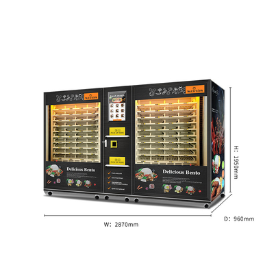 Automat do sprzedaży gorącej żywności o dużej pojemności z 2 szafkami z ogrzewaniem mikrofalowym i inteligentnym ekranem dotykowym