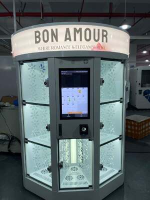 Automat do sprzedaży świeżych kwiatów Haloo White 13 schowków Duży bukiet Gorąca sprzedaż do centrum handlowego System płatności kartą kredytową