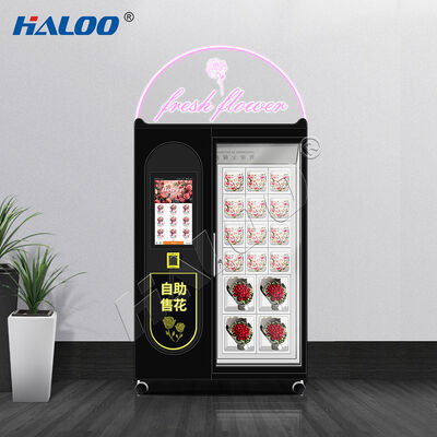 Haloo vending machine supplier 16 grid automatic flower vending machine, using metal sheet and refrigeration system