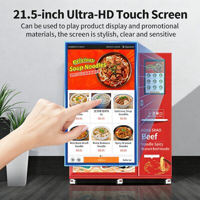 Haloo -18 °C zamrożone makina do sprzedaży makaronów z kolorowym materiałem stalowym, kuchenka mikrofalowa, ogrzewanie parą przez 35 sekund, podawanie